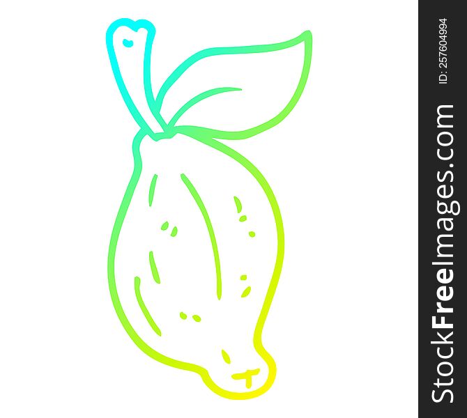 Cold Gradient Line Drawing Cartoon Lime Fruit