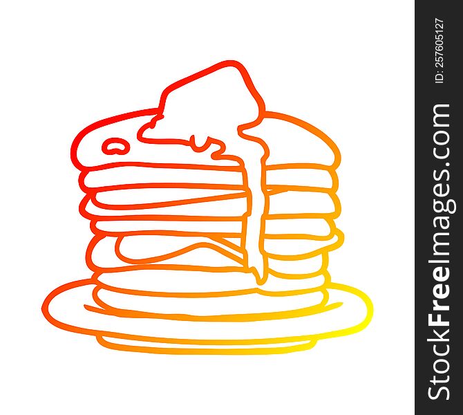 Warm Gradient Line Drawing Stack Of Pancakes