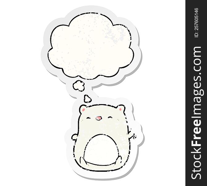 Cartoon Polar Bear And Thought Bubble As A Distressed Worn Sticker