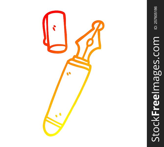 warm gradient line drawing of a cartoon fountain pen