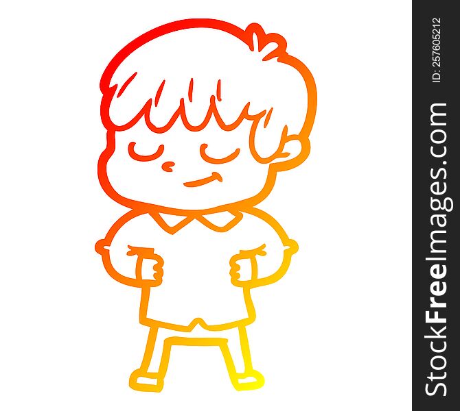 Warm Gradient Line Drawing Cartoon Happy Boy