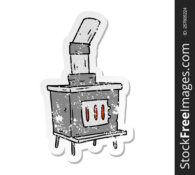 distressed sticker cartoon doodle of a house furnace