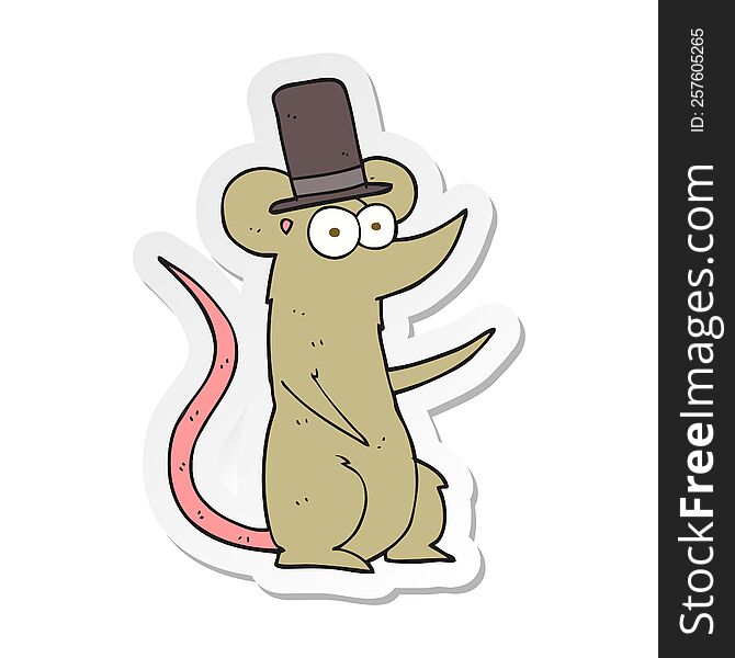Sticker Of A Cartoon Mouse Wearing Top Hat
