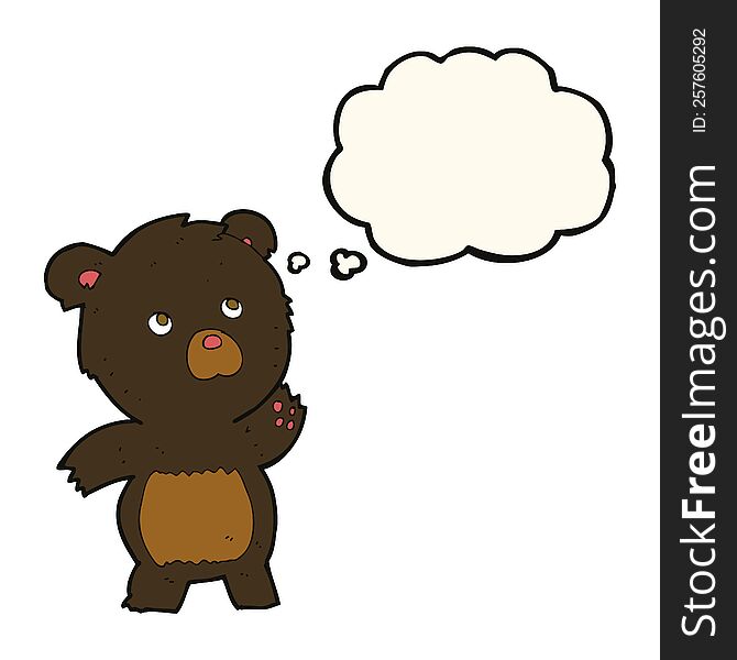 Cartoon Curious Black Bear With Thought Bubble
