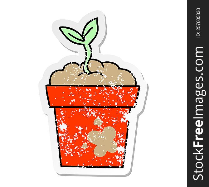 Distressed Sticker Of A Quirky Hand Drawn Cartoon Seedling