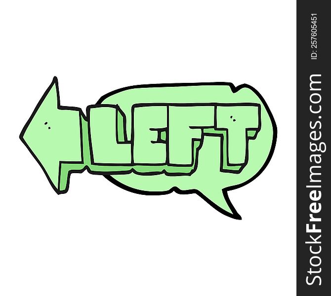 freehand drawn speech bubble cartoon left symbol