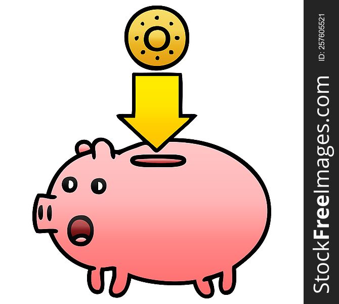 Gradient Shaded Cartoon Piggy Bank