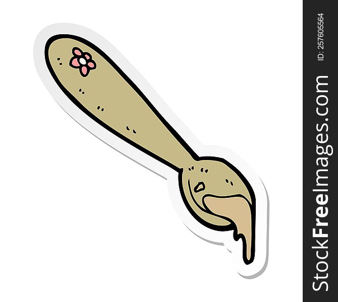 Sticker Of A Cartoon Porridge Spoon