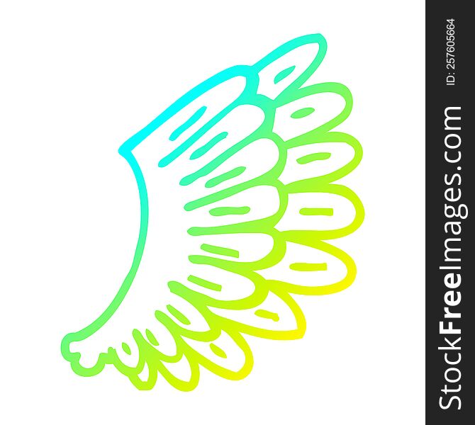 cold gradient line drawing of a cartoon angel wings