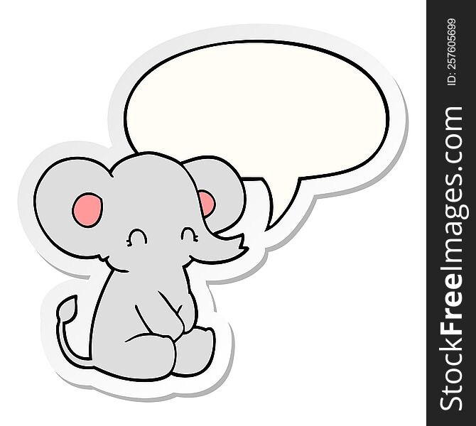 Cute Cartoon Elephant And Speech Bubble Sticker
