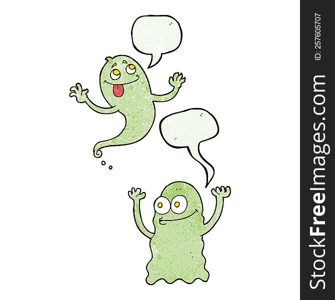freehand speech bubble textured cartoon ghosts