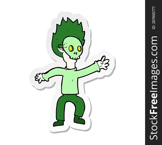 Sticker Of A Cartoon Boy In Halloween Mask