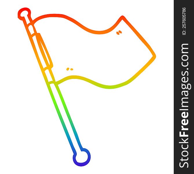 rainbow gradient line drawing of a cartoon white flag waving