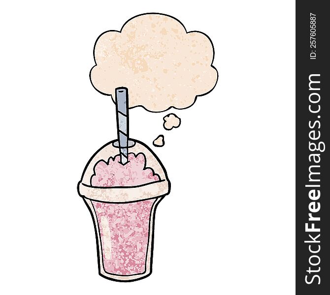 cartoon smoothie with thought bubble in grunge texture style. cartoon smoothie with thought bubble in grunge texture style