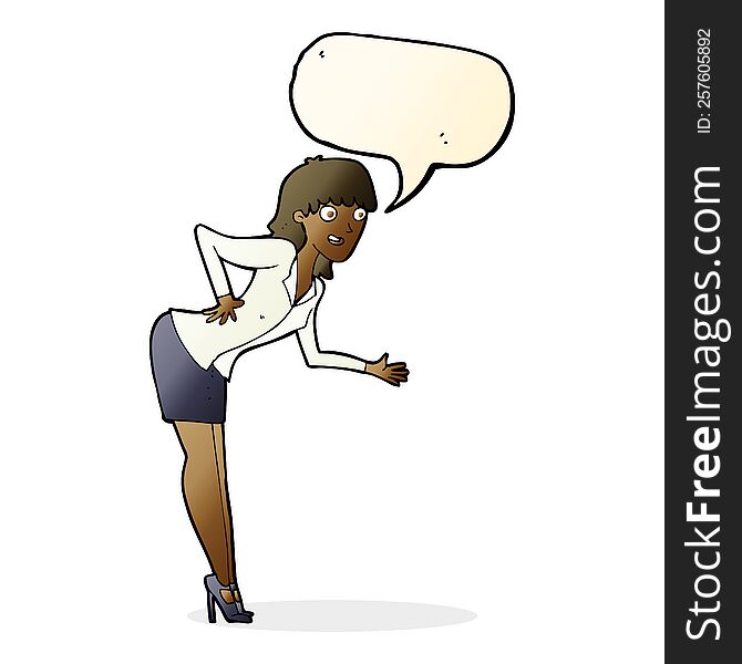 Cartoon Businesswoman Explaining With Speech Bubble