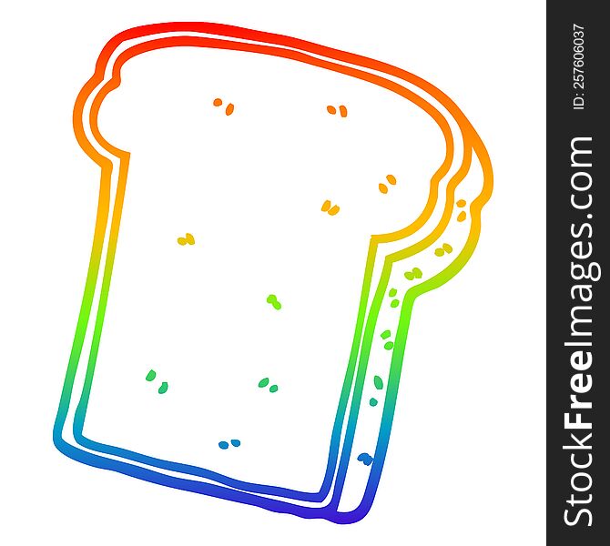 Rainbow Gradient Line Drawing Cartoon Slice Of Bread