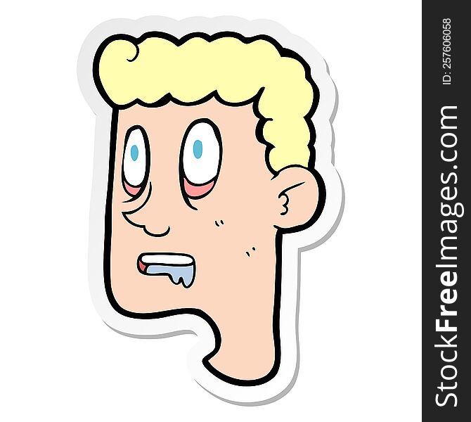 sticker of a cartoon staring man drooling