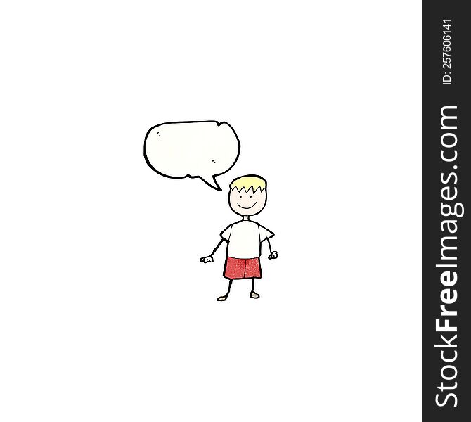 child\'s drawing of a boy with speech bubble