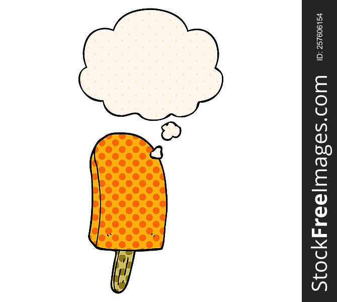 Cartoon Ice Lolly And Thought Bubble In Comic Book Style
