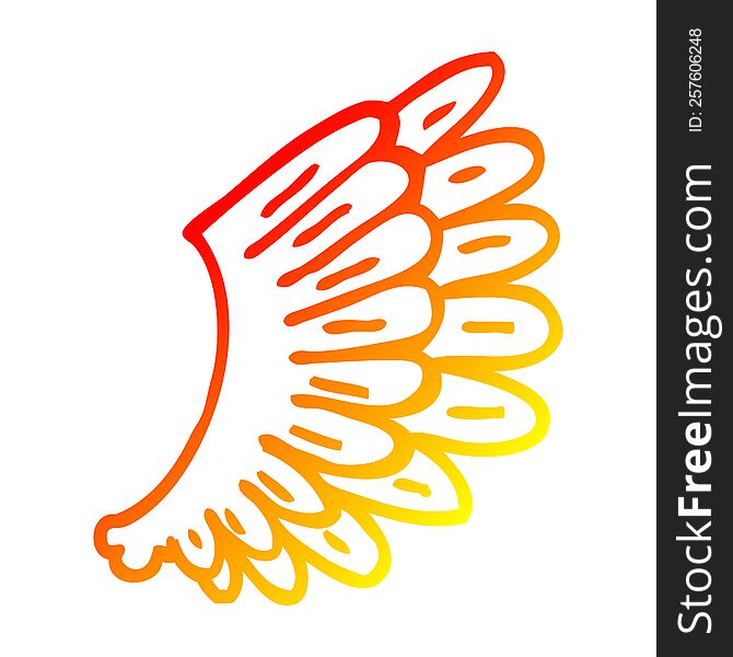 warm gradient line drawing of a cartoon angel wings