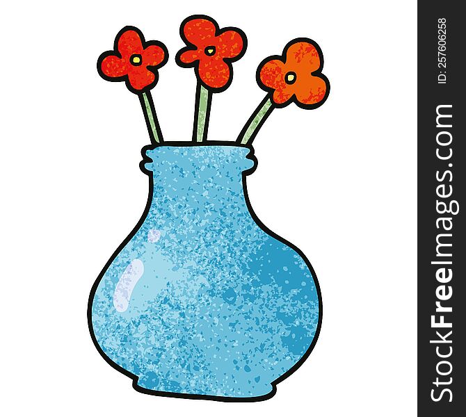 Cartoon Doodle Vase With Flowers