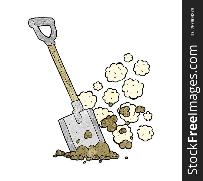 freehand textured cartoon shovel in dirt