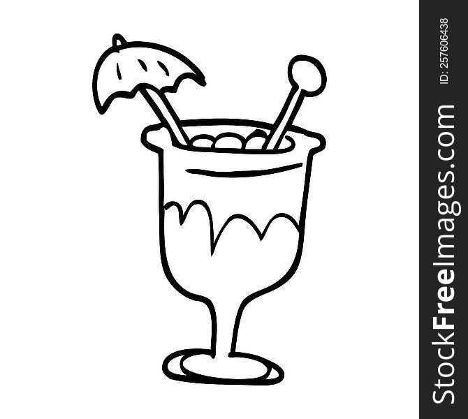 Line Drawing Cartoon Tropical Cocktail