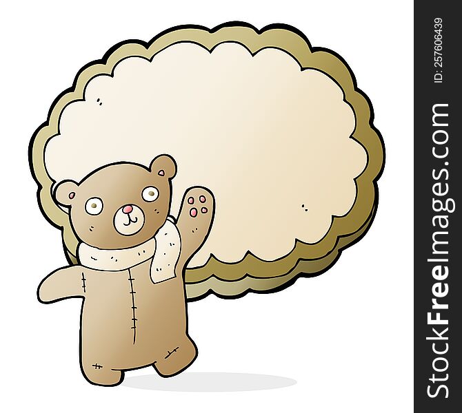 cartoon bear in front of cloud with space for text. cartoon bear in front of cloud with space for text