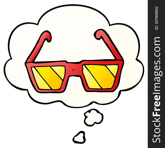 cartoon glasses with thought bubble in smooth gradient style