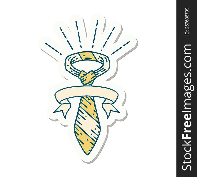 sticker of a tattoo style office tie