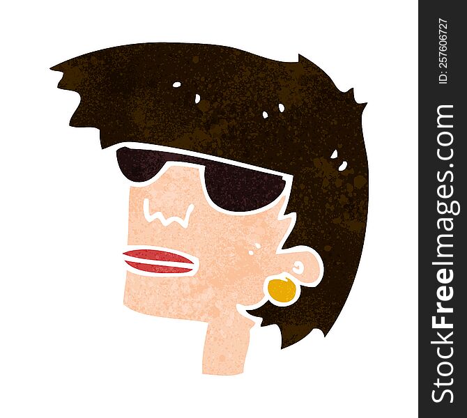 cartoon female face with glasses