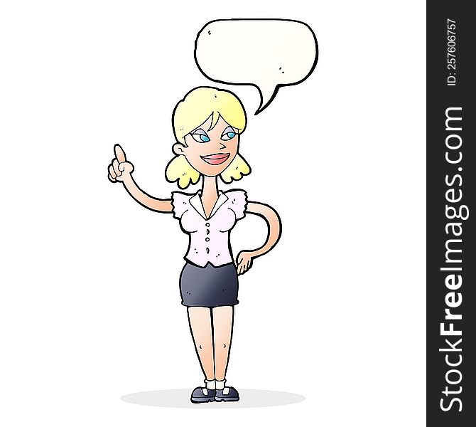 cartoon woman with great idea with speech bubble