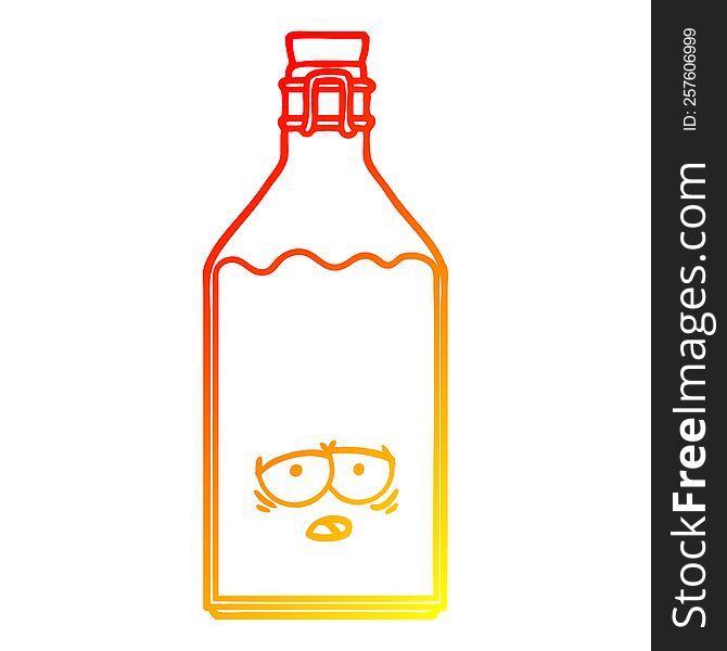 Warm Gradient Line Drawing Cartoon Old Milk Bottle