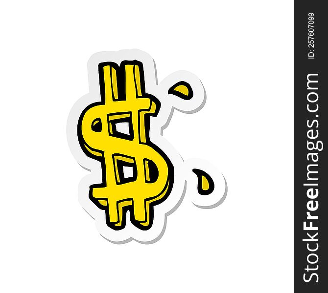 Sticker Of A Cartoon Dollar Symbol