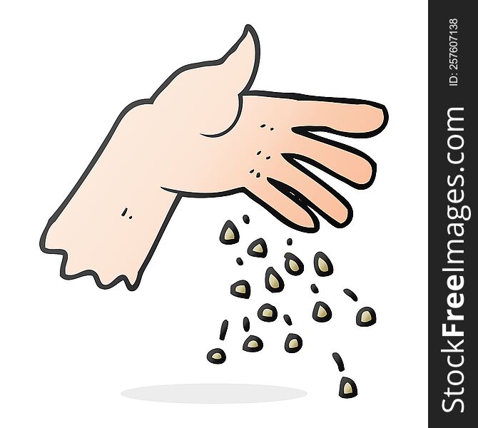 Cartoon Hand Spreading Seeds