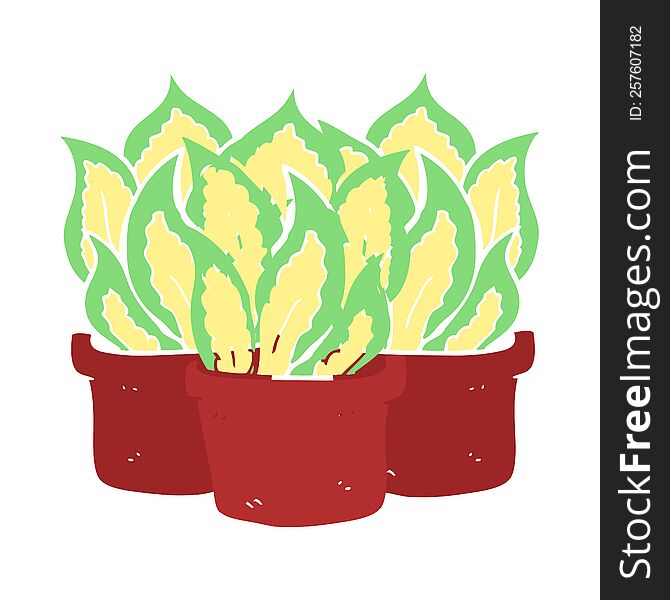 flat color illustration of a cartoon house plants