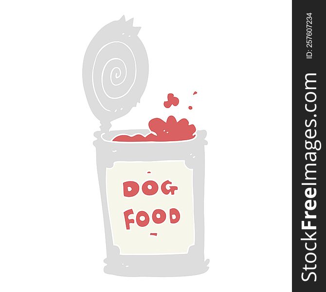 Flat Color Illustration Of A Cartoon Dog Food