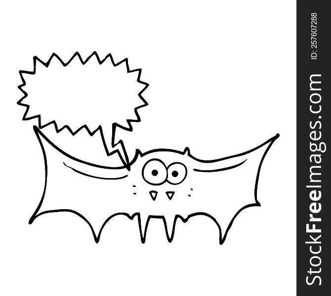 freehand drawn speech bubble cartoon vampire bat
