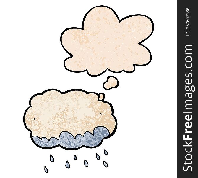 cartoon rain cloud with thought bubble in grunge texture style. cartoon rain cloud with thought bubble in grunge texture style