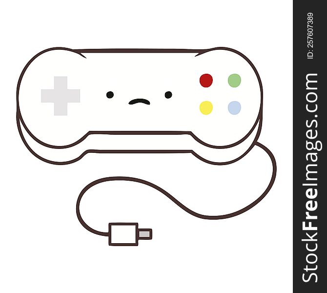 flat color retro cartoon of a game controller