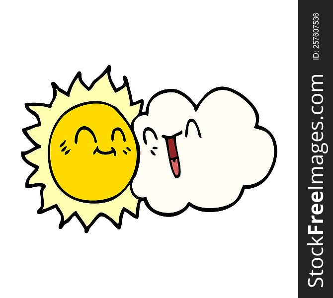 Cartoon Doodle Happy Sunshine And Cloud