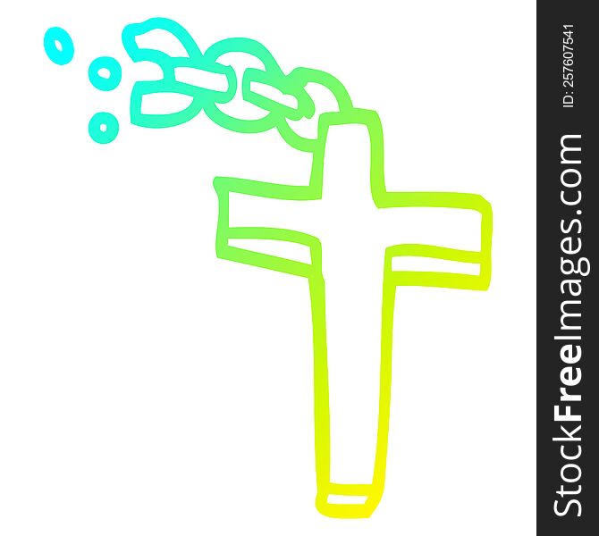 Cold Gradient Line Drawing Cartoon Silver Cross