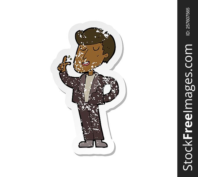 retro distressed sticker of a cartoon cool guy snapping fingers