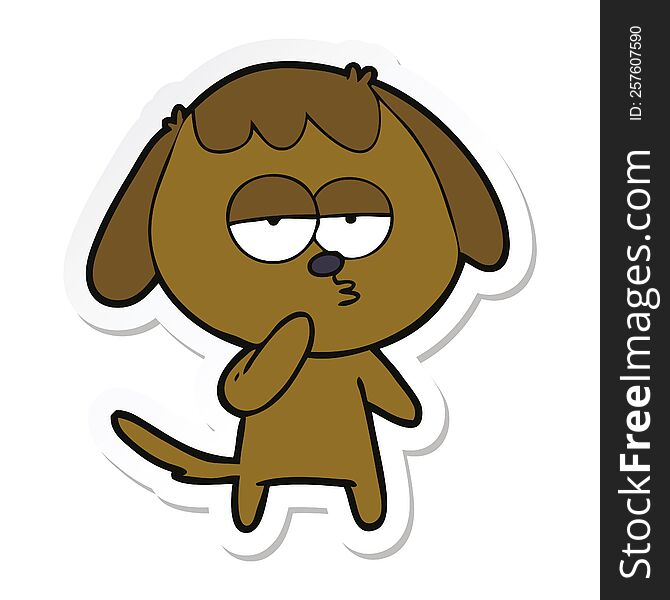 sticker of a cartoon tired dog