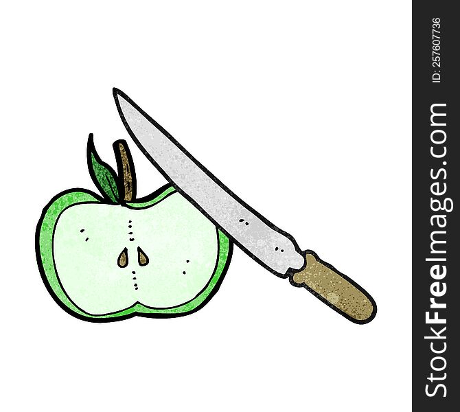 Textured Cartoon Apple Being Sliced