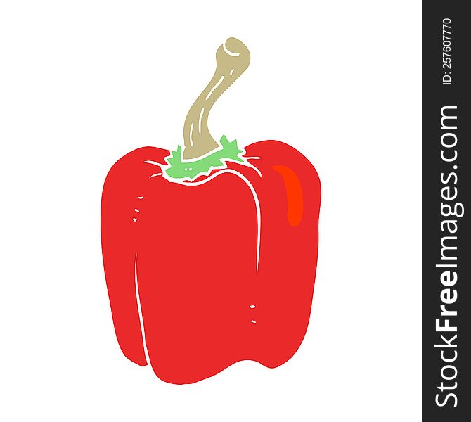 Flat Color Illustration Of A Cartoon Red Pepper