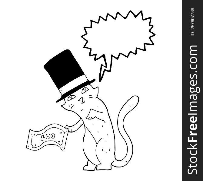freehand drawn speech bubble cartoon rich cat