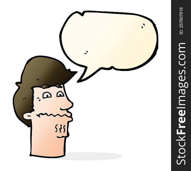 Cartoon Nervous Man With Speech Bubble