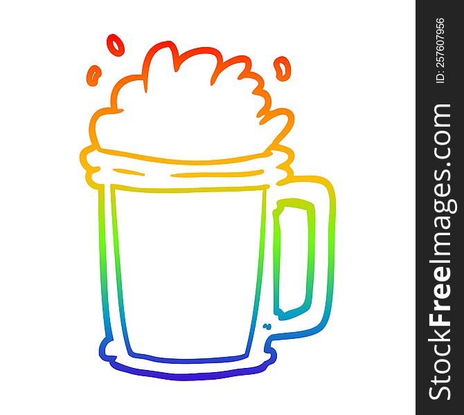 Rainbow Gradient Line Drawing Pint Of Ale