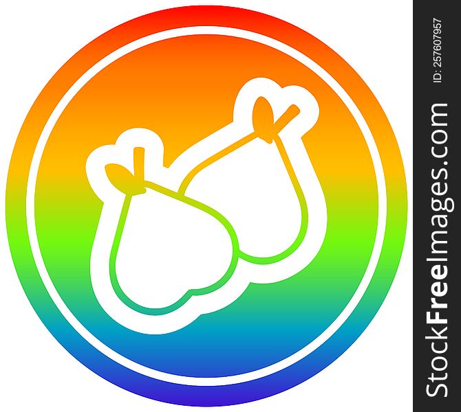 organic pears circular icon with rainbow gradient finish. organic pears circular icon with rainbow gradient finish